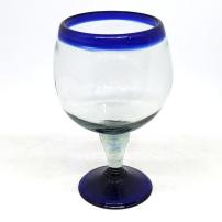  / copas Chabela para cocteles con borde azul cobalto, 24 oz, Vidrio Reciclado, Libre de Plomo y Toxinas